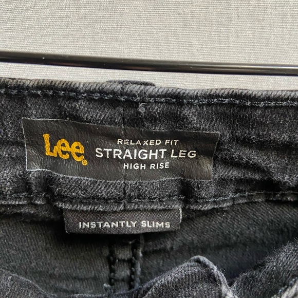 Lee High rise relaxed fit straight leg denim jean Black Sz 12 tall - Picture 4 of 14